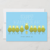 Hanukkah Menorah Olives | Baby Blue Company Logo Feestdagenkaart (Voorkant)