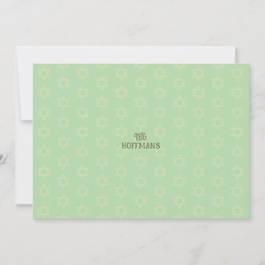 Hanukkah Menorah Olives | Blauwgroen Groene Groep Feestdagenkaart (Achterkant)