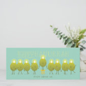 Hanukkah Menorah Olives | Blauwgroen groene groeps (Staand voorkant)