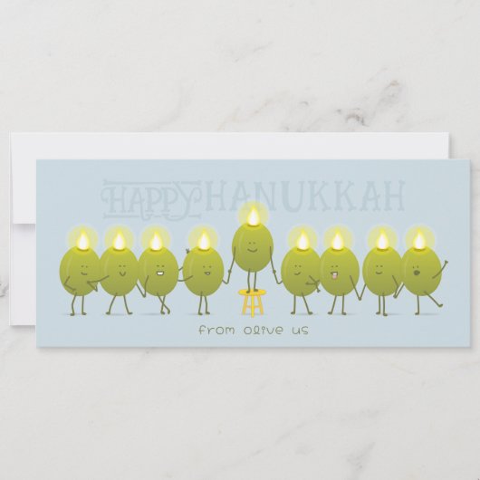 Hanukkah Menorah Olives | Bleek Blue Group Kaart (Voorkant)