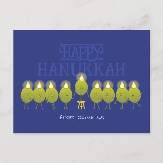 Hanukkah Menorah Olives, Blue Group Briefkaart (Voorkant)