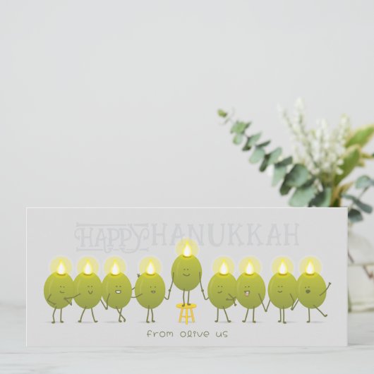 Hanukkah Menorah Olives | Grey Company Logo Kaart (Staand voorkant)