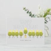Hanukkah Menorah Olives | Grijze groep Feestdagenkaart (Staand voorkant)