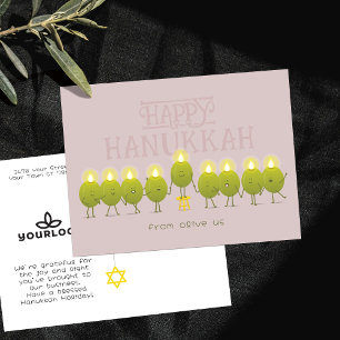 Hanukkah Menorah Olives   Mauve Company Logo Briefkaart