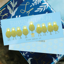 Hanukkah Menorah Olives | Wenskaart van de groep