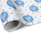 Hanukkah Menorah over Polka Dots Cadeaupapier (Rol Hoek)