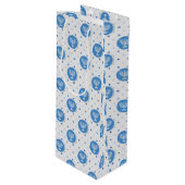 Hanukkah Menorah over Polka Dots Wijn Cadeautas (Voorkant Gekanteld)