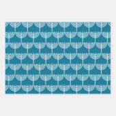 Hanukkah Menorah Pattern in het Blauwgroen en wit Inpakpapier Vel (Voorkant)