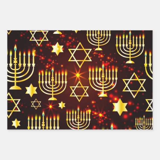 Hanukkah Menorah Pattern Inpakpapier Vel (Voorkant 2)