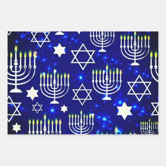 Hanukkah Menorah Pattern Inpakpapier Vel (Voorkant)