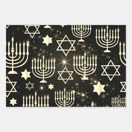 Hanukkah Menorah Pattern Inpakpapier Vel (Voorkant 3)