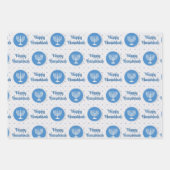 Hanukkah Menorah Polka Dots Blue en Grey Inpakpapier Vel (Voorkant)