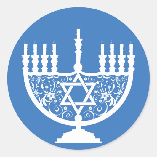Hanukkah Menorah Ronde Sticker (Voorkant)