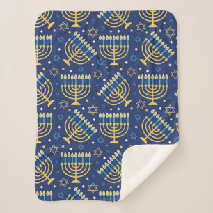 Hanukkah Menorah Sherpa Blanket Deken