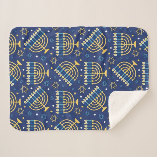 Hanukkah Menorah Sherpa Blanket Deken (Voorkant (horizontaal))