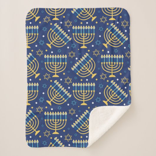 Hanukkah Menorah Sherpa Blanket Sherpa Deken (Voorkant)