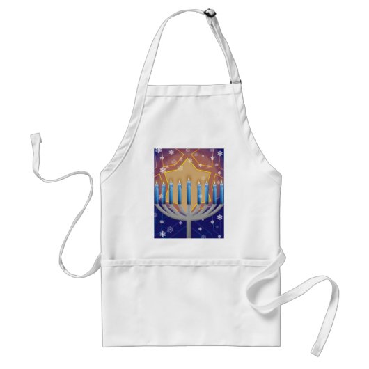 Hanukkah Menorah & Snowy Window Kitchen Apron Standaard Schort (Voorkant)