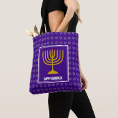 HANUKKAH Menorah Star David Persoonlijk Paars Tote Bag (Dichtbij)