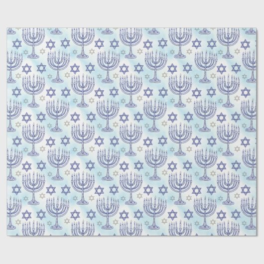 Hanukkah Menorah Star of David Doodle Art Style Cadeaupapier (Vlak)