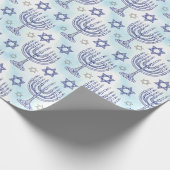 Hanukkah Menorah Star of David Doodle Art Style Cadeaupapier (Hoek)