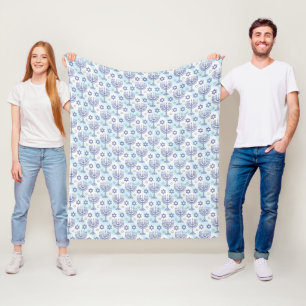 Hanukkah Menorah Ster van David Doodle Kunststijl Fleece Deken