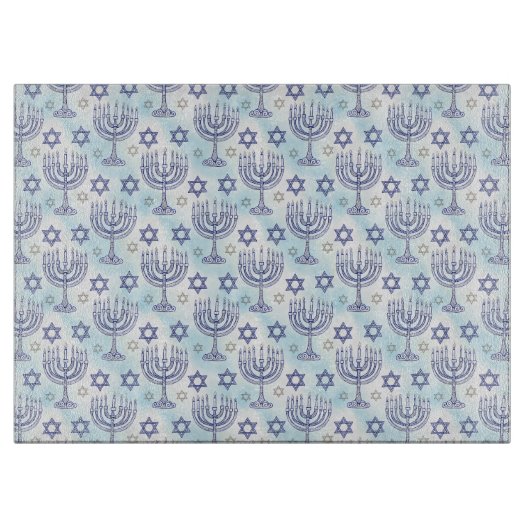 Hanukkah Menorah Ster van David Doodle Kunststijl Snijplank (Voorkant)