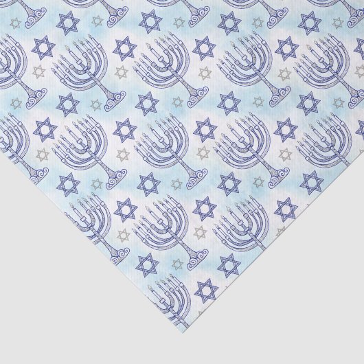 Hanukkah Menorah Ster van David Doodle Kunststijl Tissuepapier (Detail)