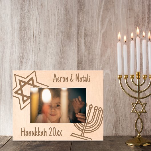 Hanukkah Menorah Ster van David Eenvoudig en Klass Gegraveerde Lijstjes