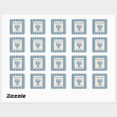 Hanukkah Menorah Strepen Trendy Op Maat Vierkante Sticker (Vel)