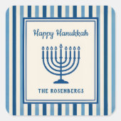 Hanukkah Menorah Strepen Trendy Op Maat Vierkante Sticker (Voorkant)
