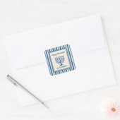 Hanukkah Menorah Strepen Trendy Op Maat Vierkante Sticker (Envelop)