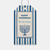Hanukkah Menorah Stripes Trendy Custom  Cadeaulabel (Voorkant)