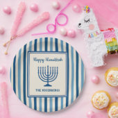 Hanukkah Menorah Stripes Trendy Custom  Papieren Bordje (Feest)