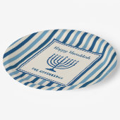 Hanukkah Menorah Stripes Trendy Custom  Papieren Bordje (Gekanteld)