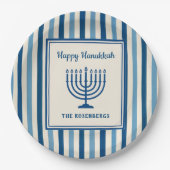 Hanukkah Menorah Stripes Trendy Custom  Papieren Bordje (Voorkant)