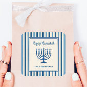 Hanukkah Menorah Stripes Trendy Custom  Vierkante Sticker