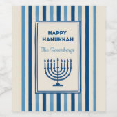 Hanukkah Menorah Stripes Trendy Custom  Wijn Etiket (Enkel label)