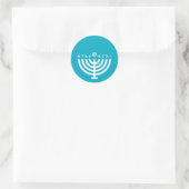 Hanukkah Menorah Teal & Witte Envelopezegel Ronde Sticker (Tas)