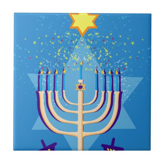 hanukkah menorah tegeltje (Voorkant)