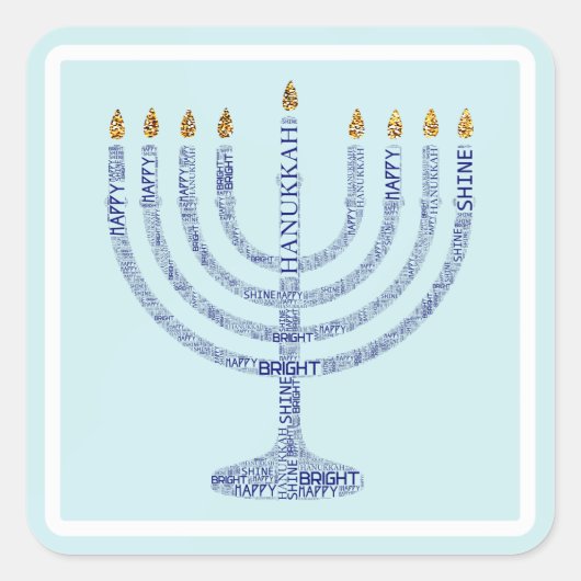 Hanukkah Menorah Typografie Stickers (Voorkant)