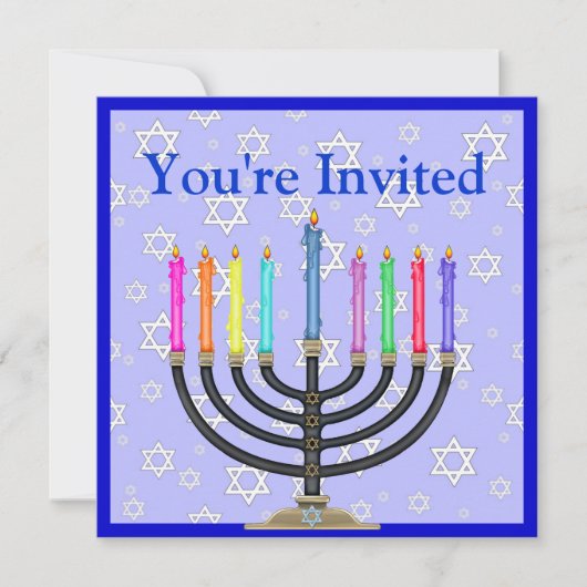 Hanukkah Menorah Uitnodiging (Voorkant)