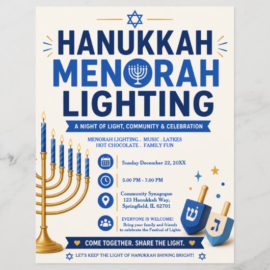 Hanukkah Menorah Verlichtingsfolder Flyer (Voorkant)