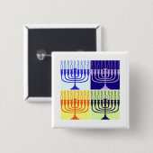 Hanukkah Menorah Vierkante Button 5,1 Cm (Voorkant /achterkant)