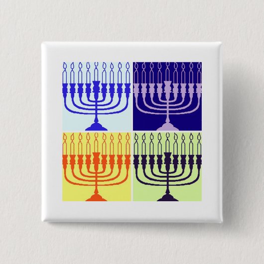 Hanukkah Menorah Vierkante Button 5,1 Cm (Voorkant)
