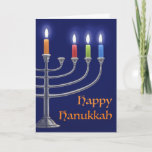 "Hanukkah Menorah." Wenskaart Kaart<br><div class="desc">"Hanukkah Menorah." is een digitaal schilderij gemaakt in Photoshop van een Hanukkah Menorah met kaarsen aangestoken voor de derde nacht. Ik hoop dat je ervan geniet. Bedankt,  Corbie Eva Crouse</div>