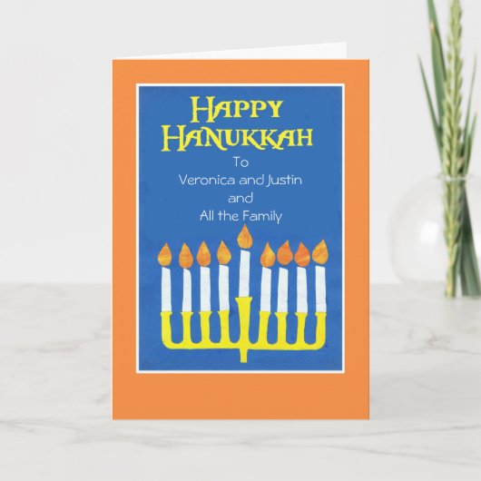 Hanukkah Menorah Wenskaart te personaliseren Feestdagen Kaart (Voorkant)