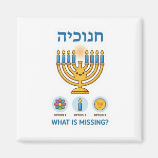 Hanukkah Menorah "What is Missing?" Logic Game Magneet