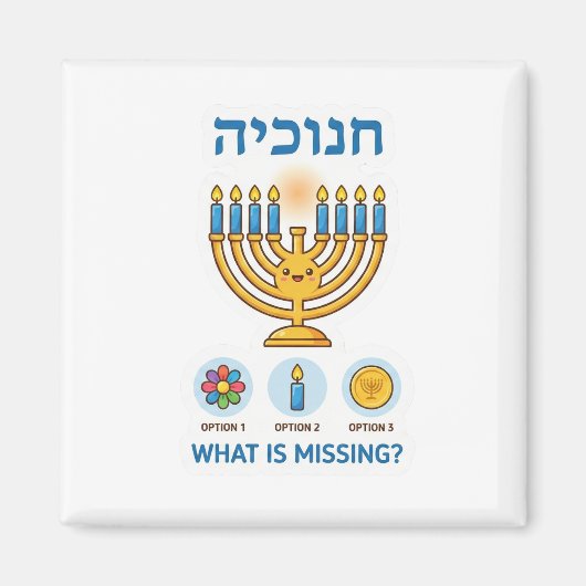 Hanukkah Menorah "What is Missing?" Logic Game Magneet (Voorkant)