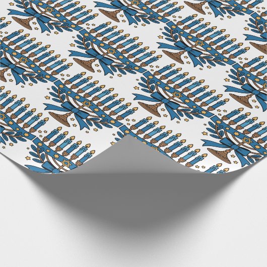 Hanukkah Menorah With Bow  Cadeaupapier (Hoek)