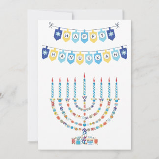 Hanukkah Menorah with Candles and Traditional Item Feestdagenkaart